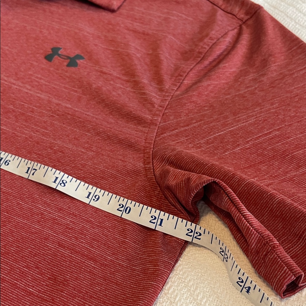 Under Armour Men's L Heathered Red Polo Shirt Short Sleeve - Picture 4 of 11